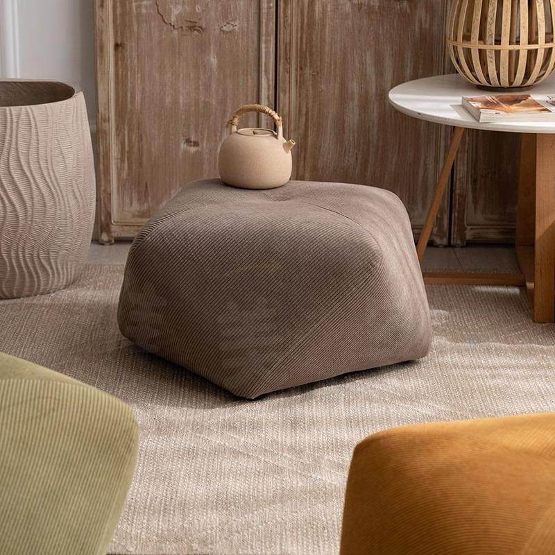 2025实木布艺八角凳家用客厅卧室衣帽间换鞋凳灯芯绒沙发凳矮凳小