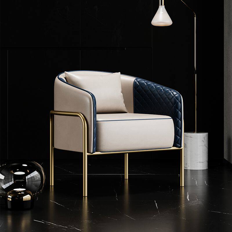 2025轻奢单人沙发椅北欧现代休闲酒店美容院美甲椅子接待洽谈一桌