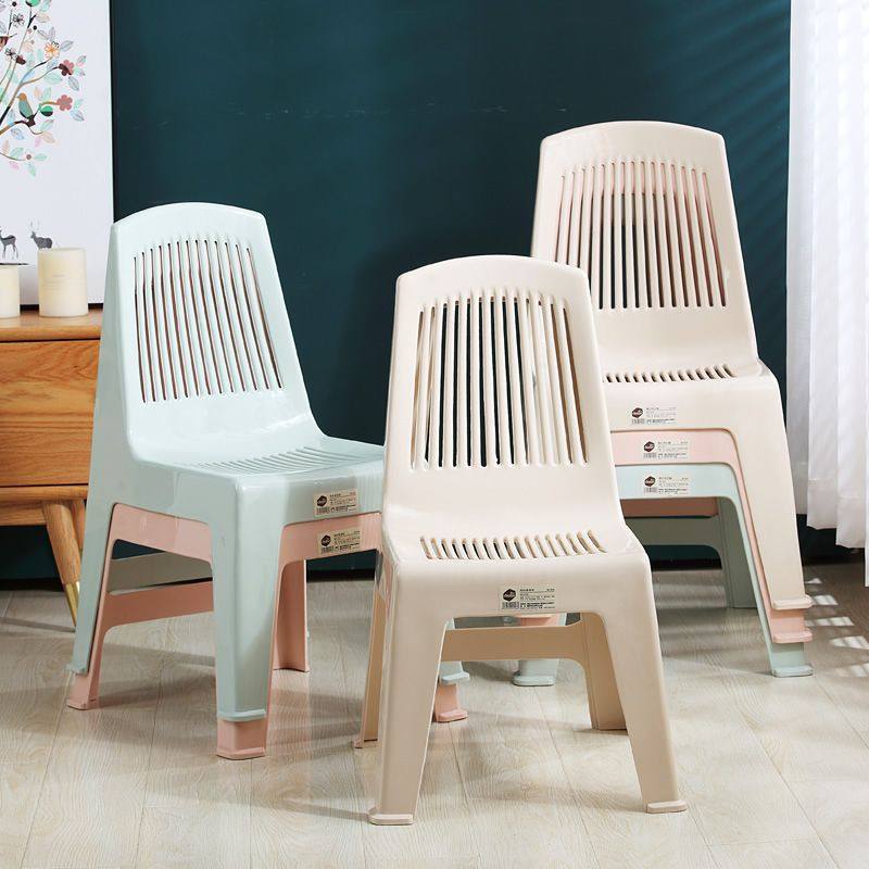 2025简约加厚现代熟胶塑料靠背椅家用客厅卧室结实耐用成人可坐踩