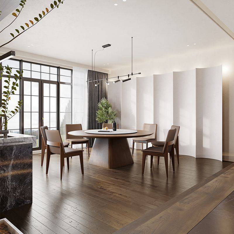 2023实木大圆餐桌家用实木胡桃色带转盘圆桌酒店包厢14人用大型圆