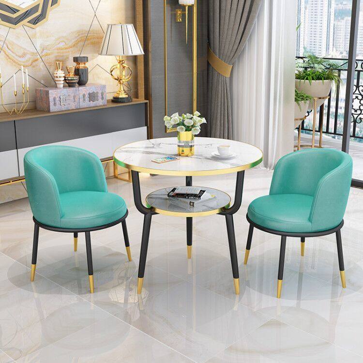 2025新轻奢网红美容院接待洽谈桌椅组合谈判休闲会客阳台小圆桌子