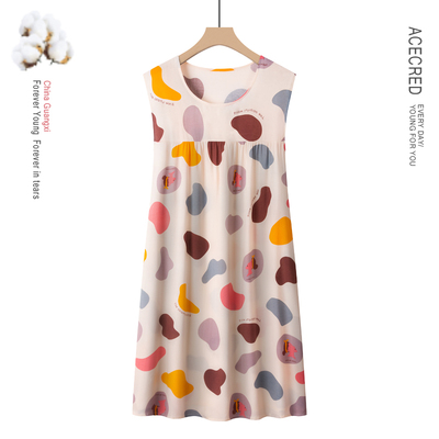 中老年人女装棉绸无袖睡裙奶奶