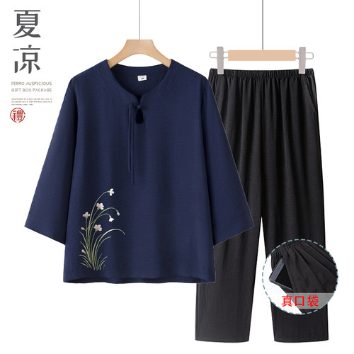 新中式套头衫女装中老年奶奶上衣