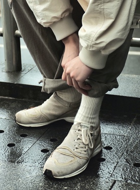 COSMOS兔绒冬季保暖袜子 男女情侣纯色 无骨加厚纯色米色堆堆袜