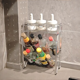 不锈钢厨房调料置物架免安装台面多功能油盐酱醋瓶罐调料收纳架子