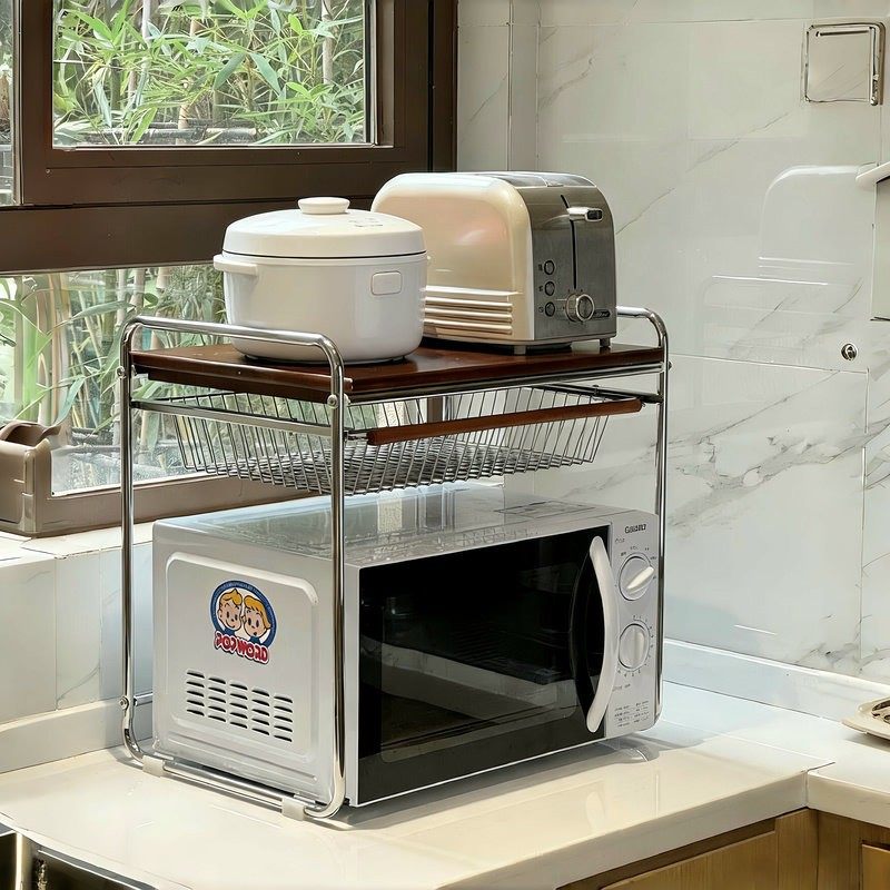 可抽拉厨房微波炉置物架电饭煲架子台面多功能电器锅烤箱收纳调节,厨房/烹饪用具,微波炉置物架,淘宝优惠券,粉丝福利购,淘宝优惠卷