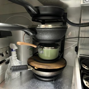 厨房锅具收纳架多层置物架橱柜内分层下水槽台面多功能微波炉锅架