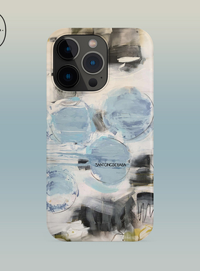 三筒的爸爸蓝色圆圈涂鸦双层磨砂iPhone16pro手机壳文艺小众高级感适用苹果15proma/14/13/12/11硬壳