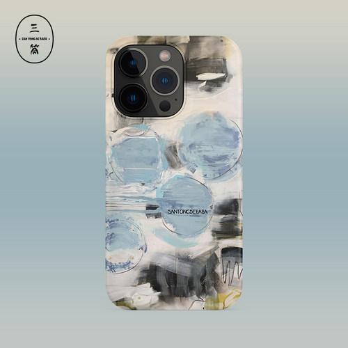 三筒的爸爸蓝色圆圈涂鸦双层磨砂iPhone16pro手机壳文艺小众高级感适用苹果15proma/14/13/12/11硬壳