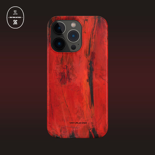 三筒的爸爸复古油画红色原创iPhone15promax手机壳磨砂双层硅胶适用苹果16pro/14/13/12/11硬壳