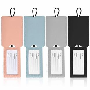 4PCS/Set PU Leather Luggage Tags Suitcase Name Tags Travel A