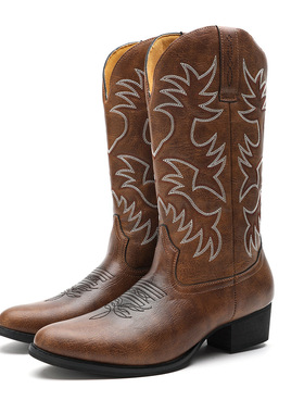 winter men western cowboy boots big size 48男中筒靴子