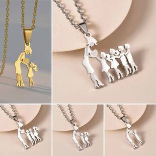 Mothers and Children Family Stainless Steel Necklaces Silver