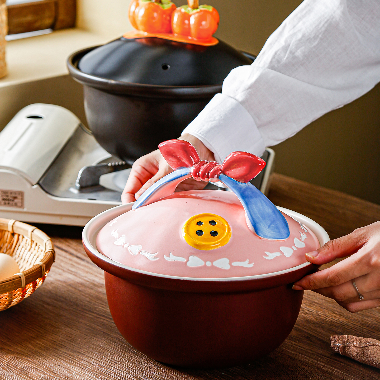 创意盖砂锅炖锅家用煲汤陶瓷燃气耐高温干烧不裂沙锅炖汤锅砂锅粥