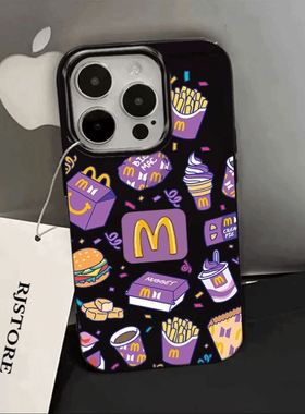 焱焱紫色M记麦当劳适用iPhone16promax手机壳爆款iphone13新款12可爱14pro简约个性11高级感网红小米华为oppo