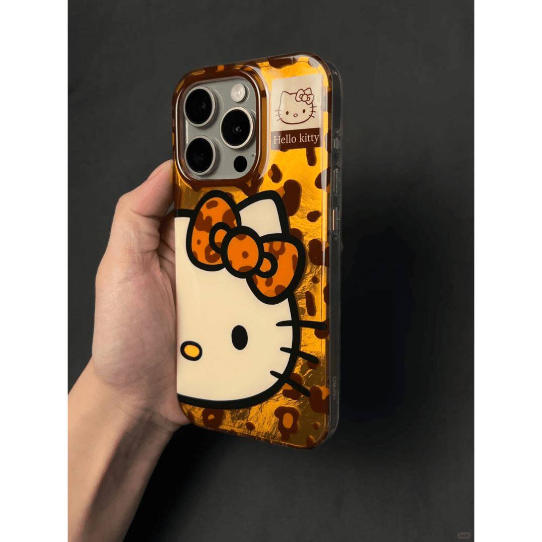 焱焱复古豹纹凯蒂猫适用苹果16pro手机壳iphone15/14promax冰川壳13/max个性x/xs/xsmax手