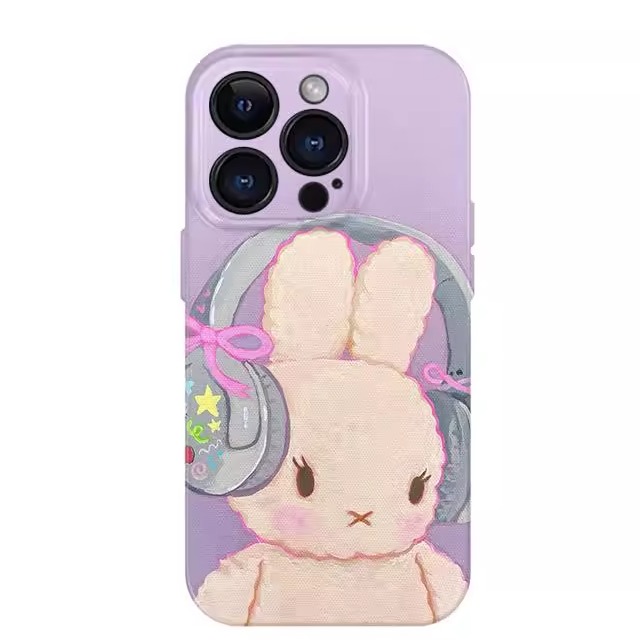 耳机音乐兔子 适用iPhone15promax苹果13小米14新款mate60华为p70可爱nova12荣耀90手机壳opporevivox100