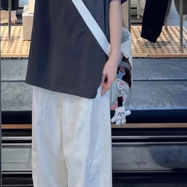 100%纯棉工装裤休闲拖地长裤女春秋直筒阔腿裤宽松运动高腰bf裤子