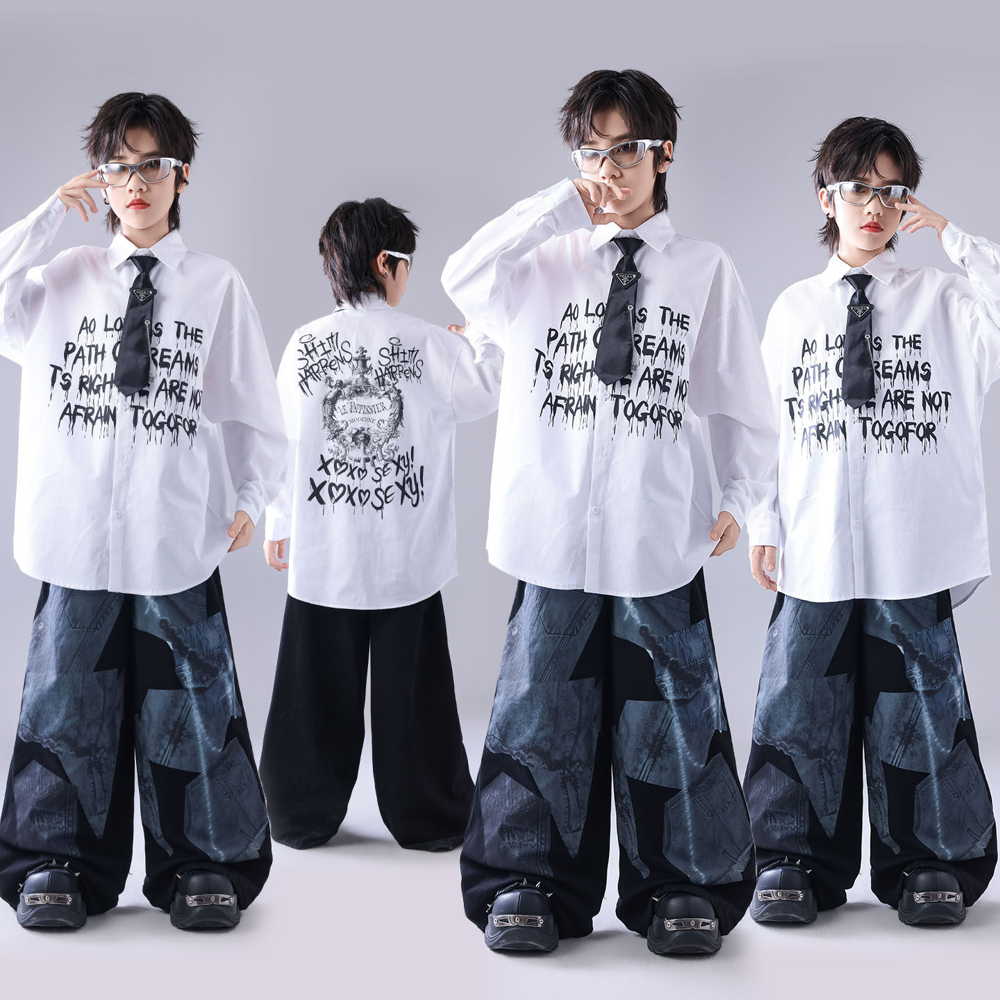 街舞儿童潮服女童走秀套装男童嘻哈hiphop童装架子鼓演出服装秋季