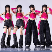 女童爵士舞服装 儿童街舞潮服嘻哈套装 流苏亮片走秀甜酷辣妹演出服