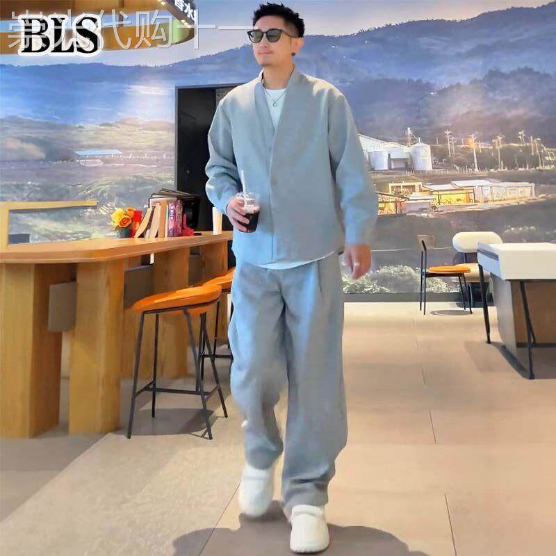 高端针织开衫外套男款秋冬2025新款潮牌纯色V领休闲宽松男士上衣