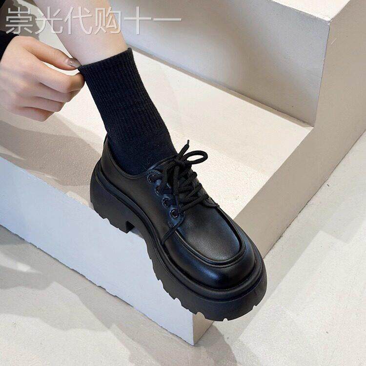 英国真皮黑色厚底乐福鞋女秋季2025新款一脚蹬玛丽珍英伦风小皮鞋