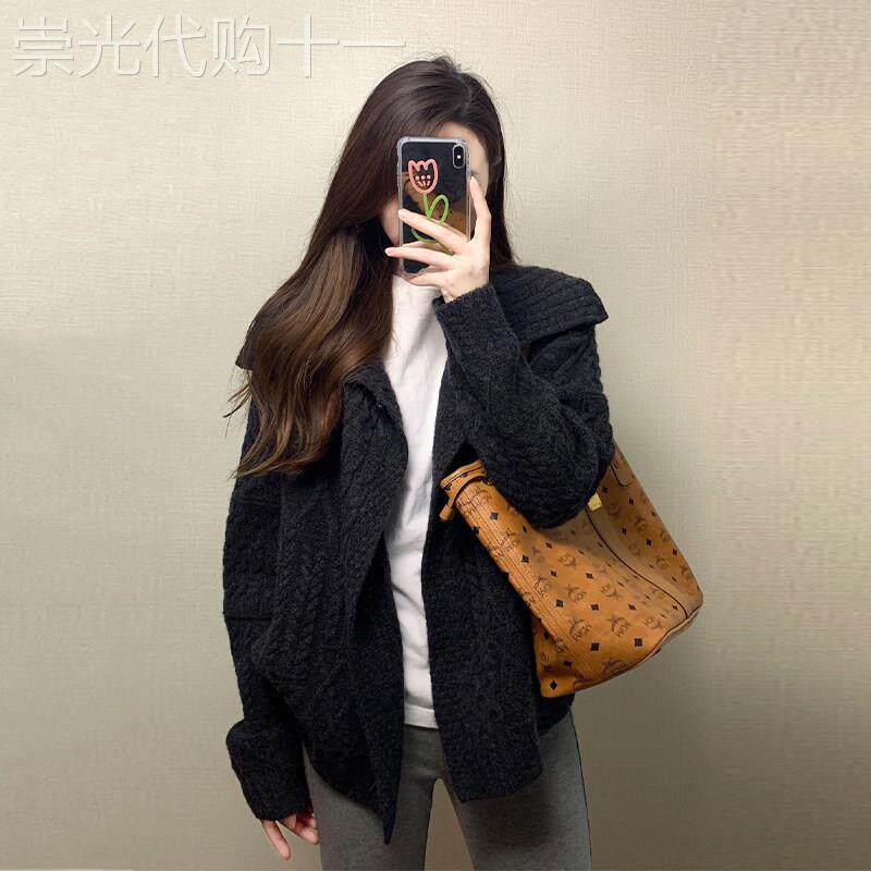 黑色小香风毛衣外套女秋2025新款高级感慵懒宽松韩系短款针织开衫