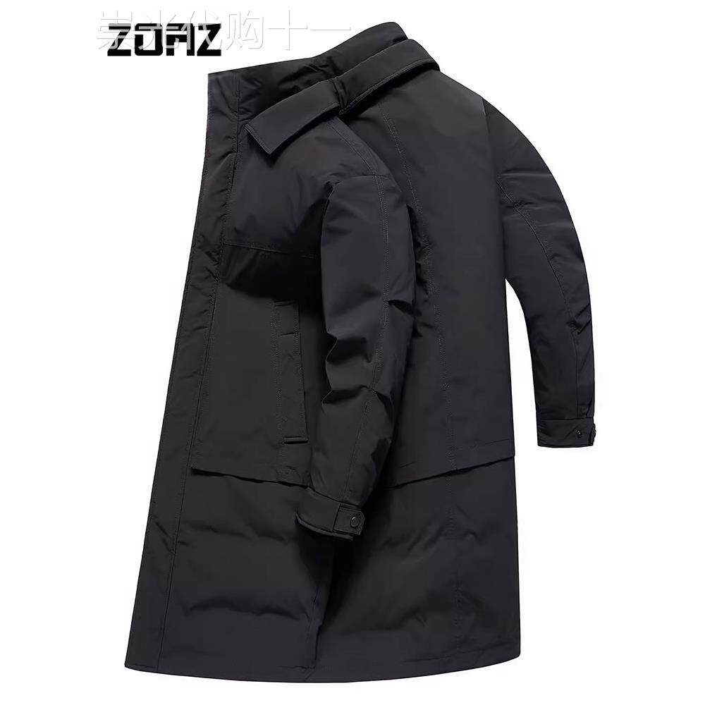 ZOAZ男士中长款羽绒服2025冬季新款潮流商务休闲保暖鸭绒风衣外套
