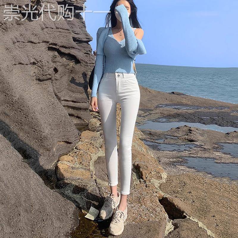 潮牌牛仔裤女2026夏季新款小个子大码高腰紧身显瘦八分小脚铅笔裤
