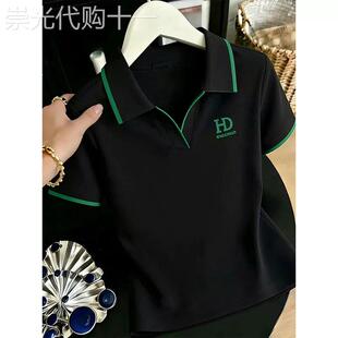 polo领正肩短袖t恤女款夏季2026新款小个子夏天薄款休闲上衣