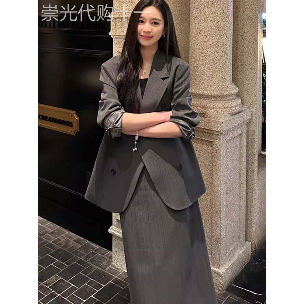 潮牌2025春季高级感西装半身裙女春秋搭配一整套两件套时尚套装裙