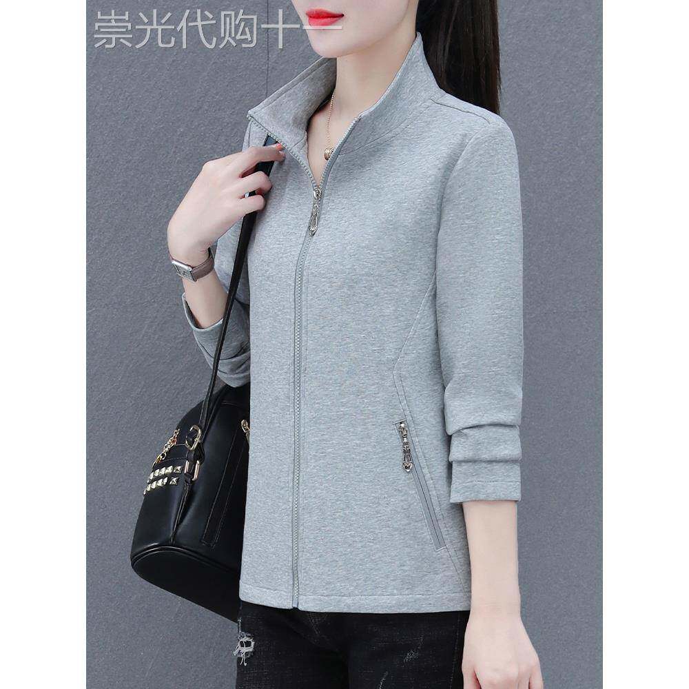 开衫卫衣外套女春秋薄款2025年新款运动休闲短款上衣大码立领夹克
