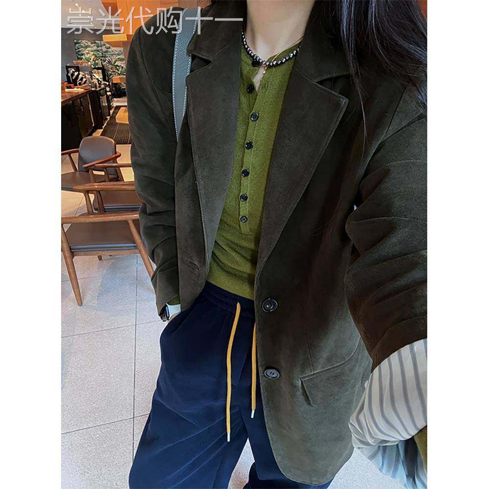 独特超好看西装外套女装秋冬新款高级感休闲毛呢西服开衫气质上衣