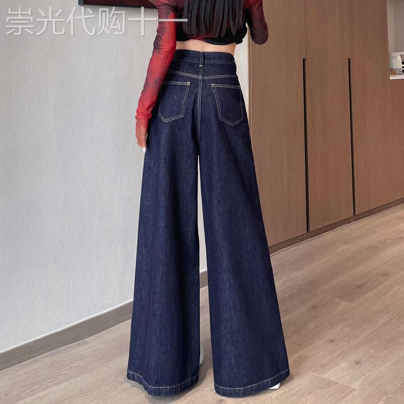 阔腿牛仔裤女2025年早秋季新款高腰垂感宽松显瘦直筒拖地休闲裤子