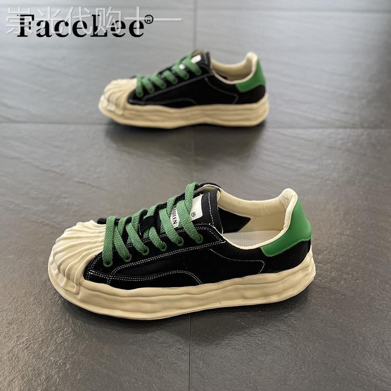FaceLee溶解鞋彩色贝壳头男鞋低帮运动鞋厚底增高透气布鞋男潮鞋