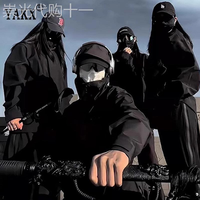 黑武士机能风防水冲锋衣套装男款2026新款户外登山服露营冲锋裤子