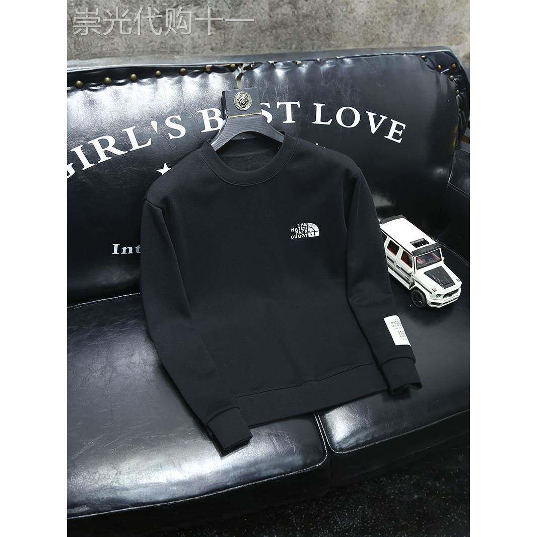 秋冬潮牌欧货纯棉修身卫衣男加厚圆领长袖T恤打底上衣潮流欧洲站