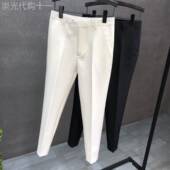 时尚 新潮白色西裤 男小脚修身 ZaSaFran 百搭纯色九分潮流休闲长裤