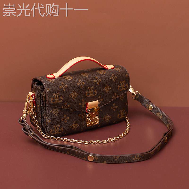 法国正品MK Jessie真皮老花包包女邮差包2025新款手提单肩斜挎包
