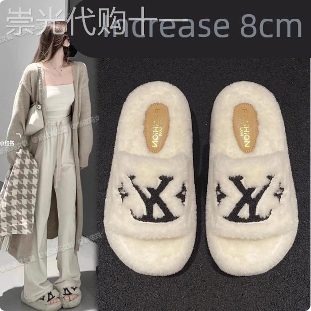 网红超火外穿厚底毛毛拖鞋2025秋冬新款高级感增高毛茸茸棉拖鞋