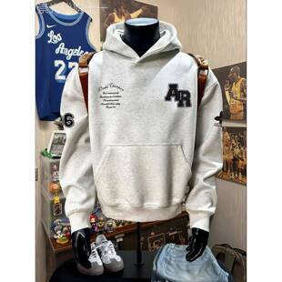 连帽卫衣男款秋冬季潮牌痞帅设计感植绒字母刺绣美式高街运动外套