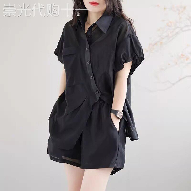2025夏季新款棉麻休闲两件套女装高级感短袖阔腿短裤套装