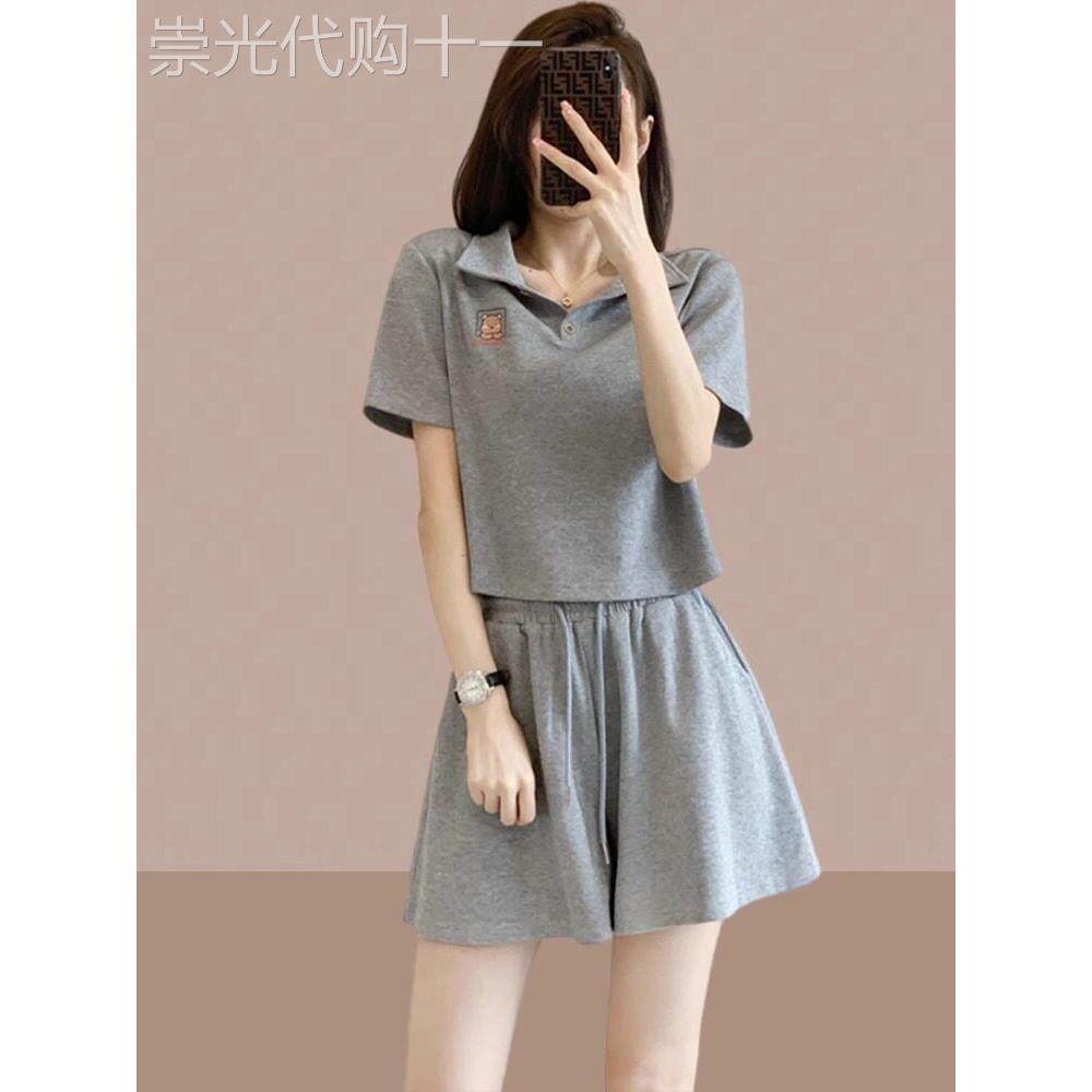 时尚运动服套装女款大尺码胖mm短袖T恤短裤休闲 2025夏季爆款两件