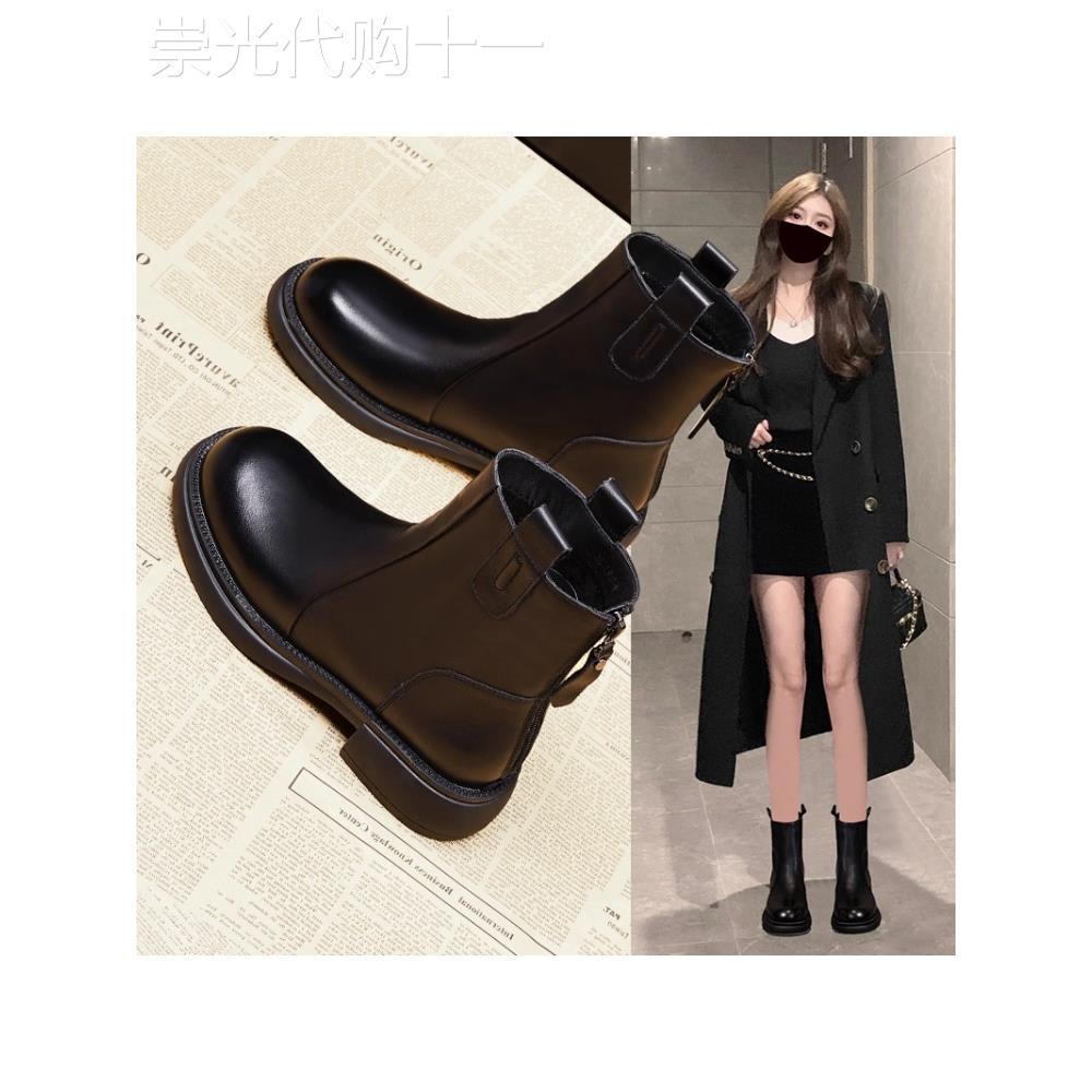 guidi fame真皮短靴女2025年新款秋冬英伦风厚底增高马丁靴瘦瘦靴