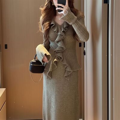 2025秋新温柔风针织套装女纯色气质显瘦时尚两件套HBZW000115