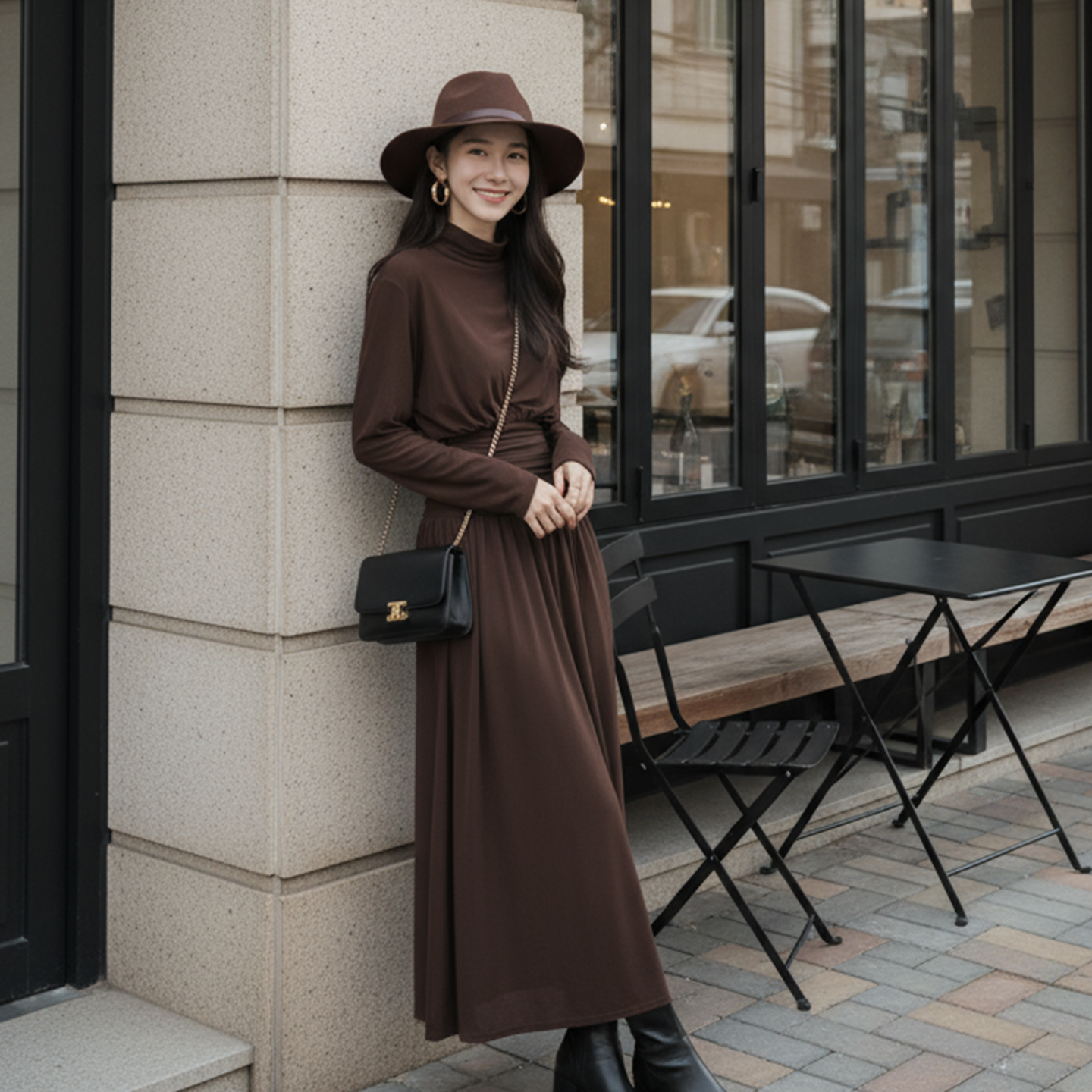 【暖弧漫纱】秋款高领蝙蝠袖轻奢时尚显瘦秋冬连衣裙,女装/女士精品,连衣裙,淘宝优惠券,粉丝福利购,淘宝优惠卷