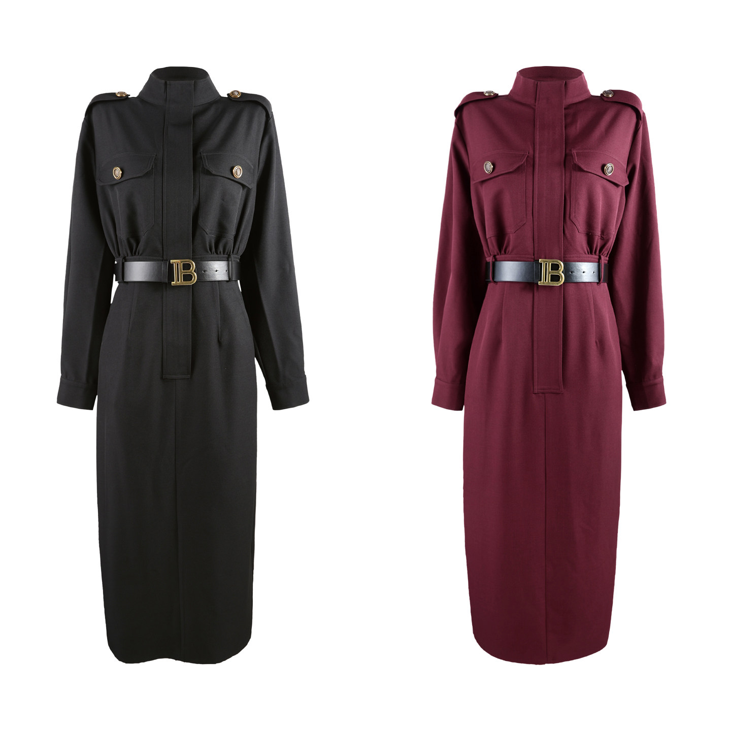 秋季复古风金属扣肩章收腰系带连衣裙YHBZX710044【赠送腰带,女装/女士精品,连衣裙,淘宝优惠券,粉丝福利购,淘宝优惠卷