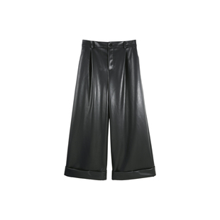 冬季新款复古黑色气质高腰时尚直筒休闲裤阔腿裤长裤HBZW800033