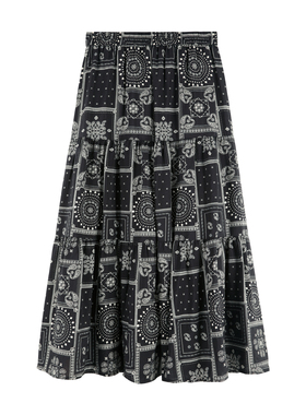 2025夏季轻奢印花半身裙中长款民族风A子花苞群HCWW918022