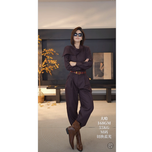 复古休闲套装松弛气质衬衫两件套